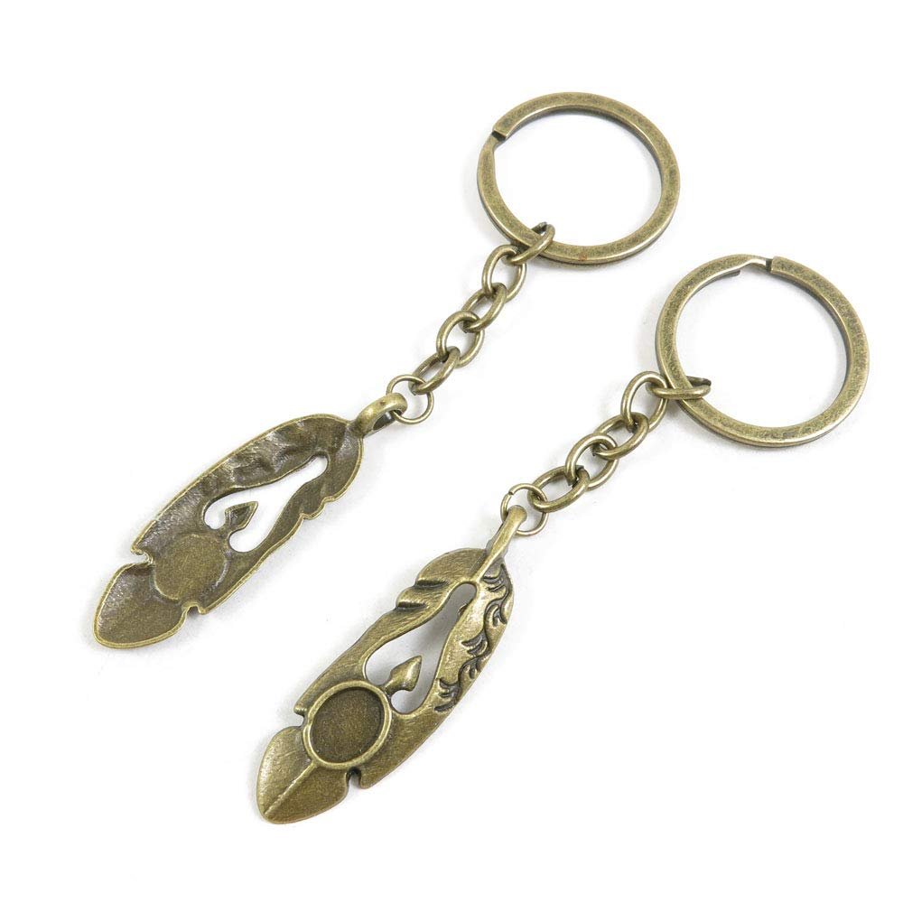 5 Items Keychain Keyring Key Tags Chains Rings Jewelry Bag Charms N2SM8 Feather Cabochon Setting Blank