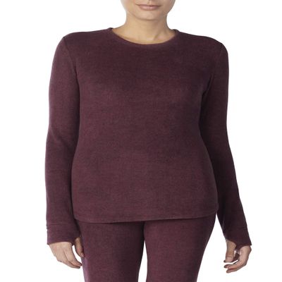 Cuddl Duds ClimateRight Women's Stretch Fleece Warm Underwear Long Sleeve Top (XS - Berry)