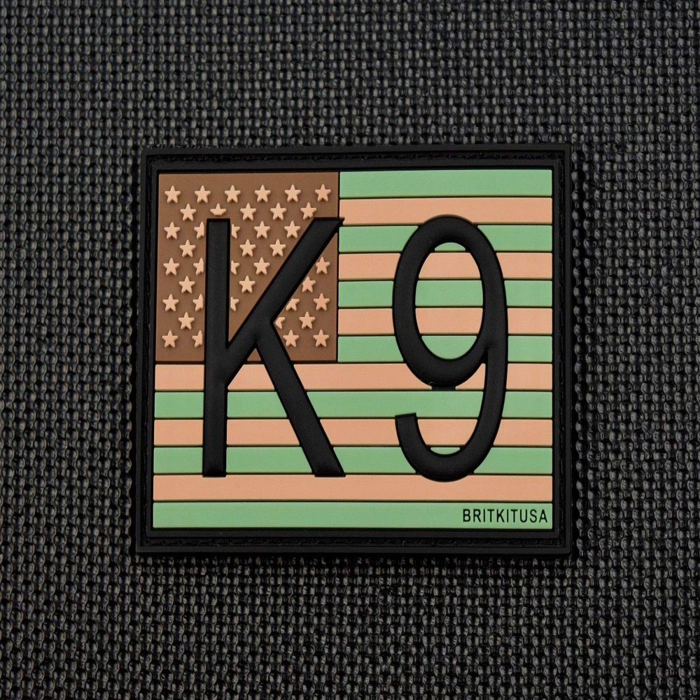 BritKitUSA K9 US Flag 3D PVC Morale Patch - Multicam Patriot Stars & Stripes America