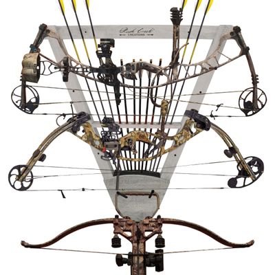 Rush Creek Creations Wall Mounted Bow and Arrow Display Rack for Hunting & Archery Accessories Real Tree 3-Bow Holder & 12-Arrow Storage Handcrafted Small Bows & Big Bow Hanger w/Arrow Holders