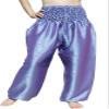 RaanPahMuang Textured Thai Silk Smock Waist MC Hammer Dance Pants with Pocket, Medium, Blue Purple view 1