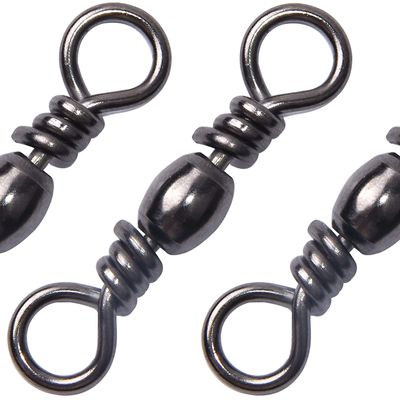 100pcs Barrel Swivels Fishing Saltwater Freshwater Fishing Tackle Line Connector Solid Ring Fishing Swivels High Strength Catfish Terminal Tackle Accessories