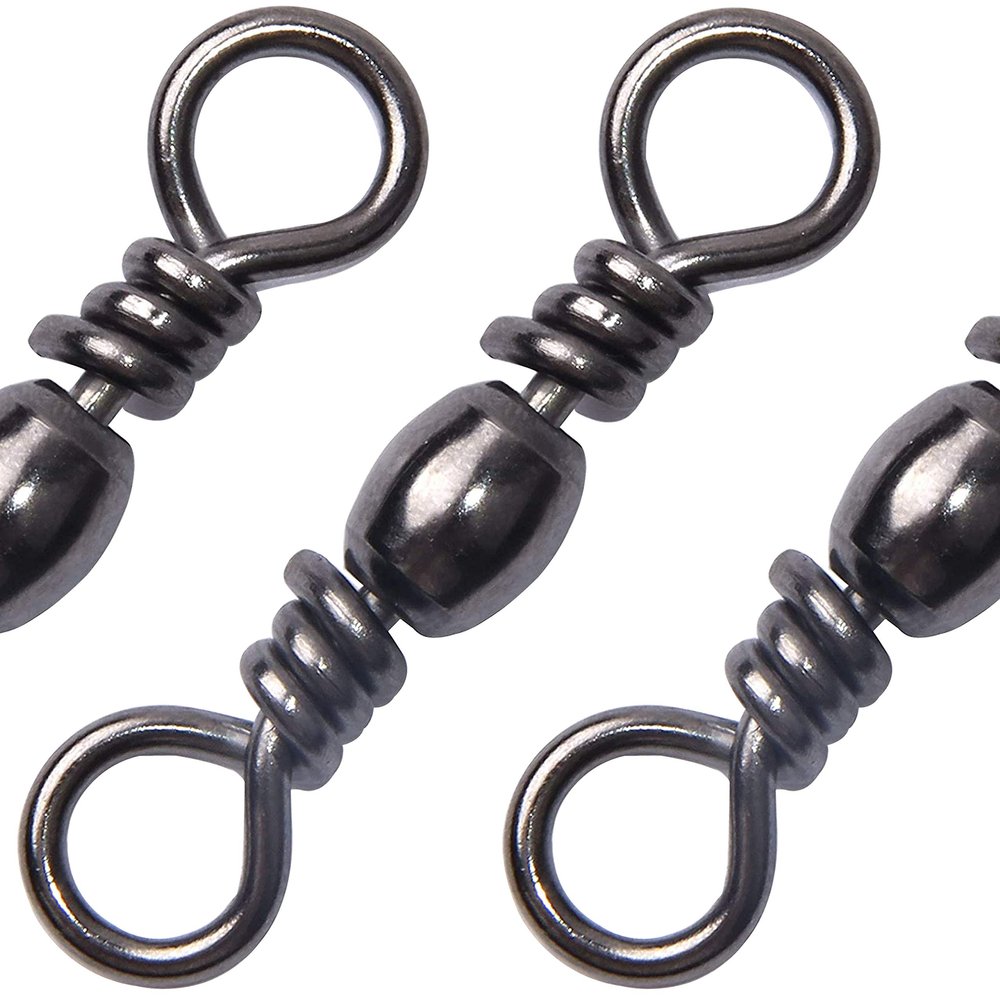 100pcs Barrel Swivels Fishing Saltwater Freshwater Fishing Tackle Line Connector Solid Ring Fishing Swivels High Strength Catfish Terminal Tackle Accessories