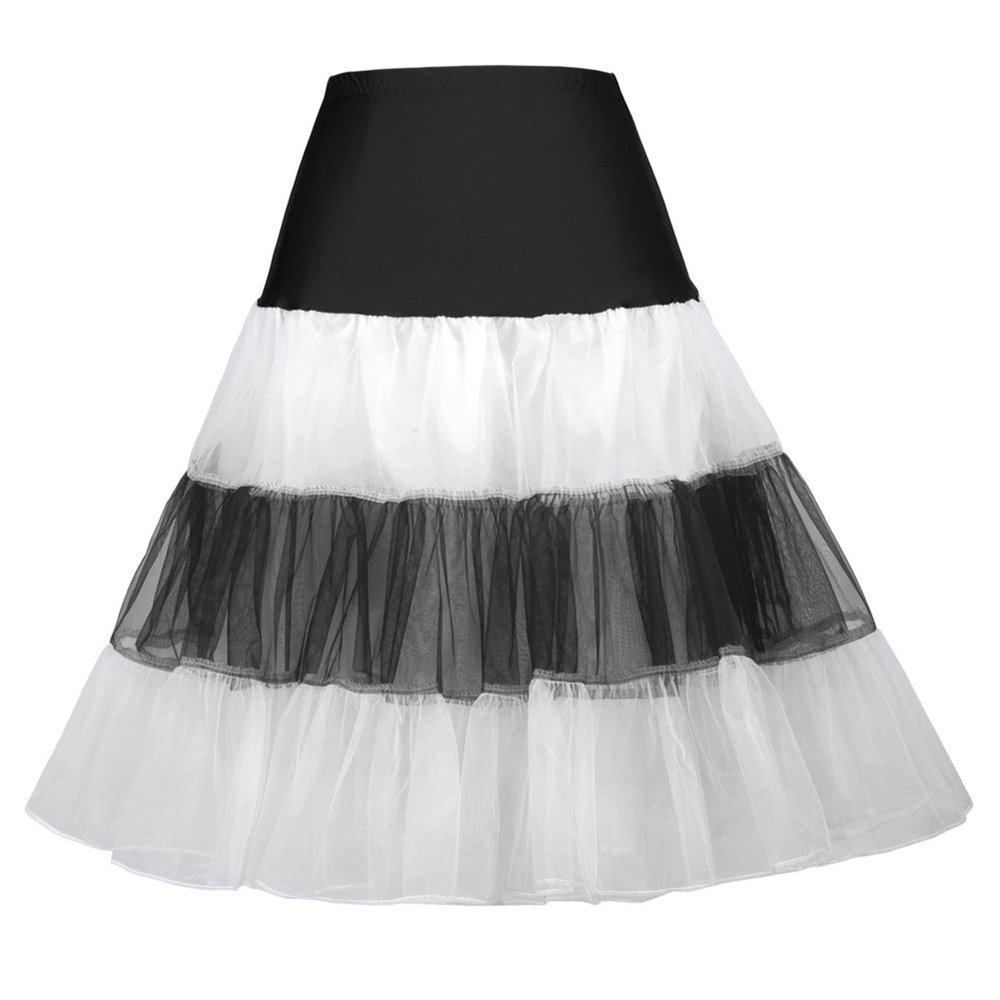 Kumeng Women's 50s Vintage Petticoat Half Slip Tutu Underskirt 25.59" Crinoline Rockabilly