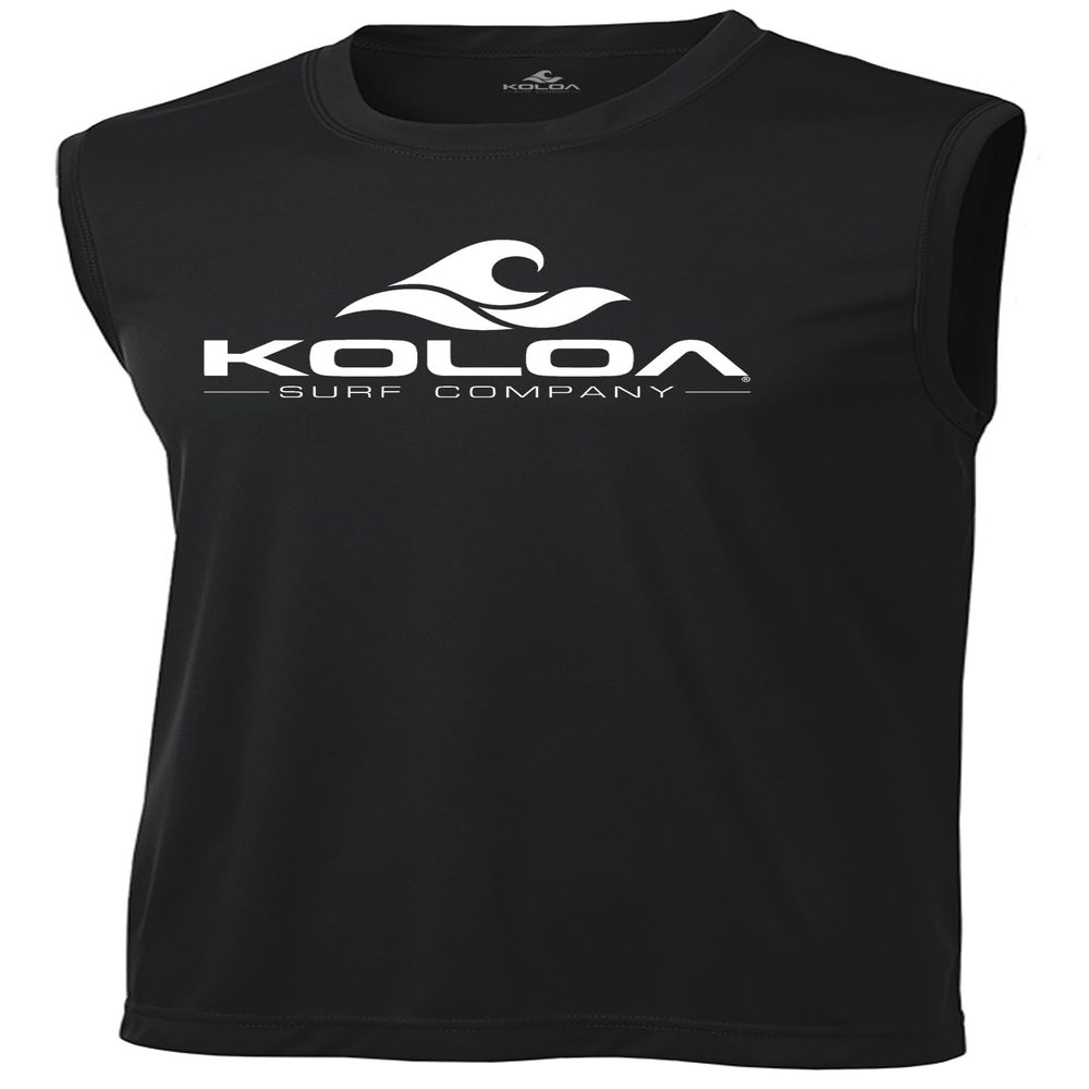 Koloa Surf Classic Wave Logo Moisture Wicking Sleeveless T-Shirt-4XL-Black/white