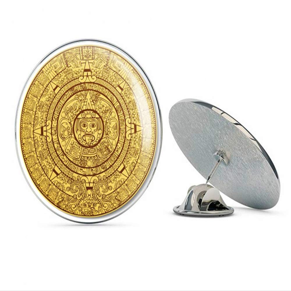 Mayan Calendar Round Metal 0.75" Lapel Pin Hat Shirt Pin Tie Tack Pinback
