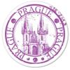 Prague Travel Stamp Desgn Round Metal 0.75" Lapel Pin Hat Shirt Pin Tie Tack Pinback view 2