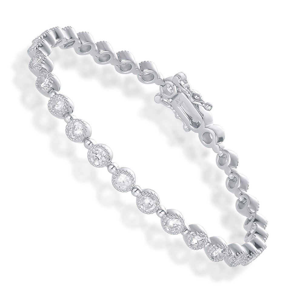 SHKA Tennis Bracelets for Women, Sterling Silver Diamond Bracelets for Women 925 Prime Jewelry, Rose Gold Dainty Bracelet for Women Trendy 6.75-7.25 Inch (Platinum 6.75 inch)