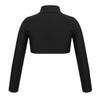 YiZYiF Kids Girls Basics Sportswear Athletic Long Sleeve Stretch Short Mock Neck T-Shirt Crop Top Black 10 view 4