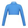 YiZYiF Kids Girls Basics Sportswear Athletic Long Sleeve Stretch Short Mock Neck T-Shirt Crop Top Blue 14 view 1