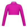 YiZYiF Kids Girls Basics Sportswear Athletic Long Sleeve Stretch Short Mock Neck T-Shirt Crop Top Rose Red 10 view 1