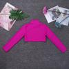 YiZYiF Kids Girls Basics Sportswear Athletic Long Sleeve Stretch Short Mock Neck T-Shirt Crop Top Rose Red 10 view 2