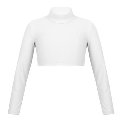 Agoky Kids Girls Long Sleeves Sports Dance Crop Top Outfit for Ballet Gymnastics Leotard Stage Performance Dancewear Ivory 10