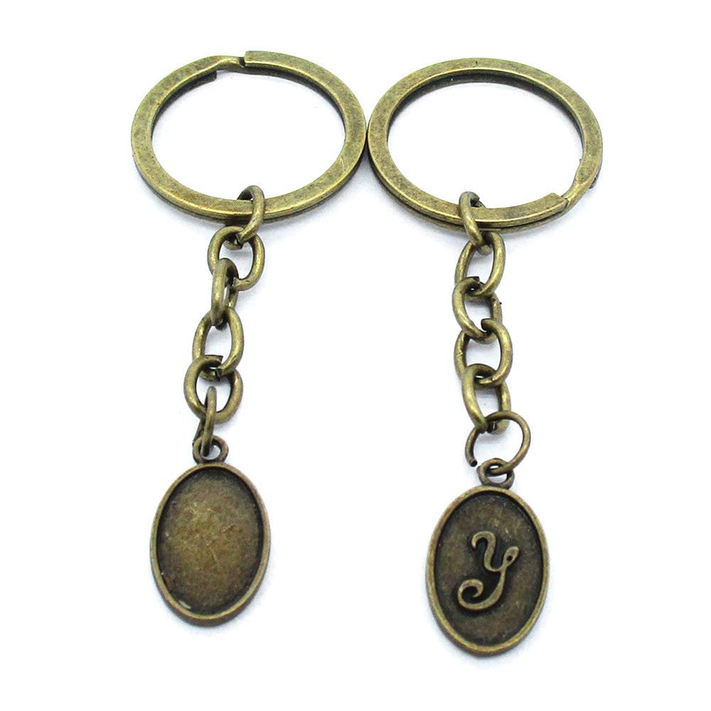 5 Items Keychain Keyring Key Tags Chains Rings Jewelry Bag Charms AA441 Y Alphabet Sign Tag