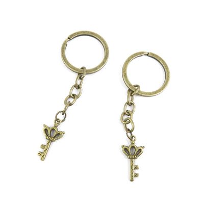 5 Items Keychain Keyring Key Tags Chains Rings Jewelry Bag Charms D6PT7 Crown Skeleton Key