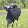 London Craftwork Large Bicycle Bag Saddle/Handlebar/Frame Bag in BLACK LEATHER Classic Bag White Stitching XL-BL-WH view 2