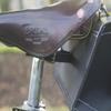 London Craftwork Large Bicycle Bag Saddle/Handlebar/Frame Bag in BLACK LEATHER Classic Bag White Stitching XL-BL-WH view 4