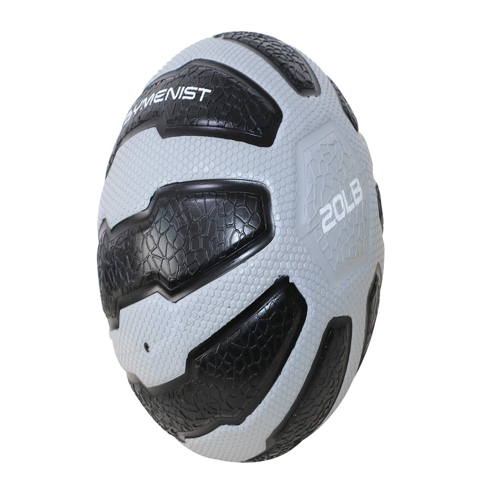 GYMENIST Rubber Medicine Ball with Textured Grip, Available in 9 Sizes, 2-20 LB, Weighted Fitness Balls,Improves Balance and Flexibility - Great for Gym, Workouts, (20 LB (Grey-Black))
