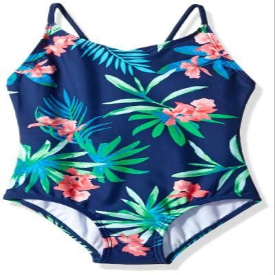 Kanu Surf Girls' Daisy Beach Sport 1-Piece Swimsuit, Leonie Floral Navy, 7