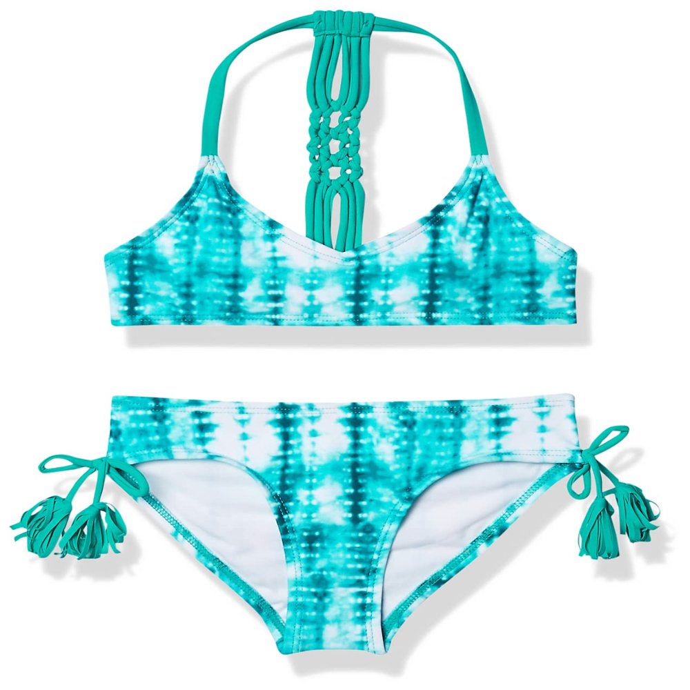 Kanu Surf Girls V-Neck Bikini Beach Sport 2-Piece Swimsuits, Willow Green Tie-dye, 7