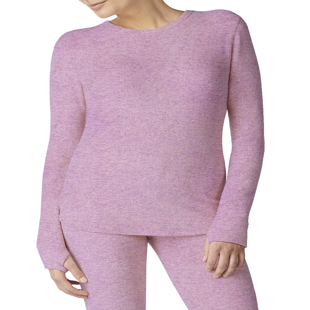 Cuddl Duds ClimateRight Long Sleeve Crew Stretch Fleece (L - Rose Heather)