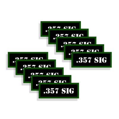 Speed Demon Hot Rod Shop Ammo Can Labels 357 SIG Ammunition Decals 357 SIG 10 Pack Adhesive Vinyl 3"x1.15"
