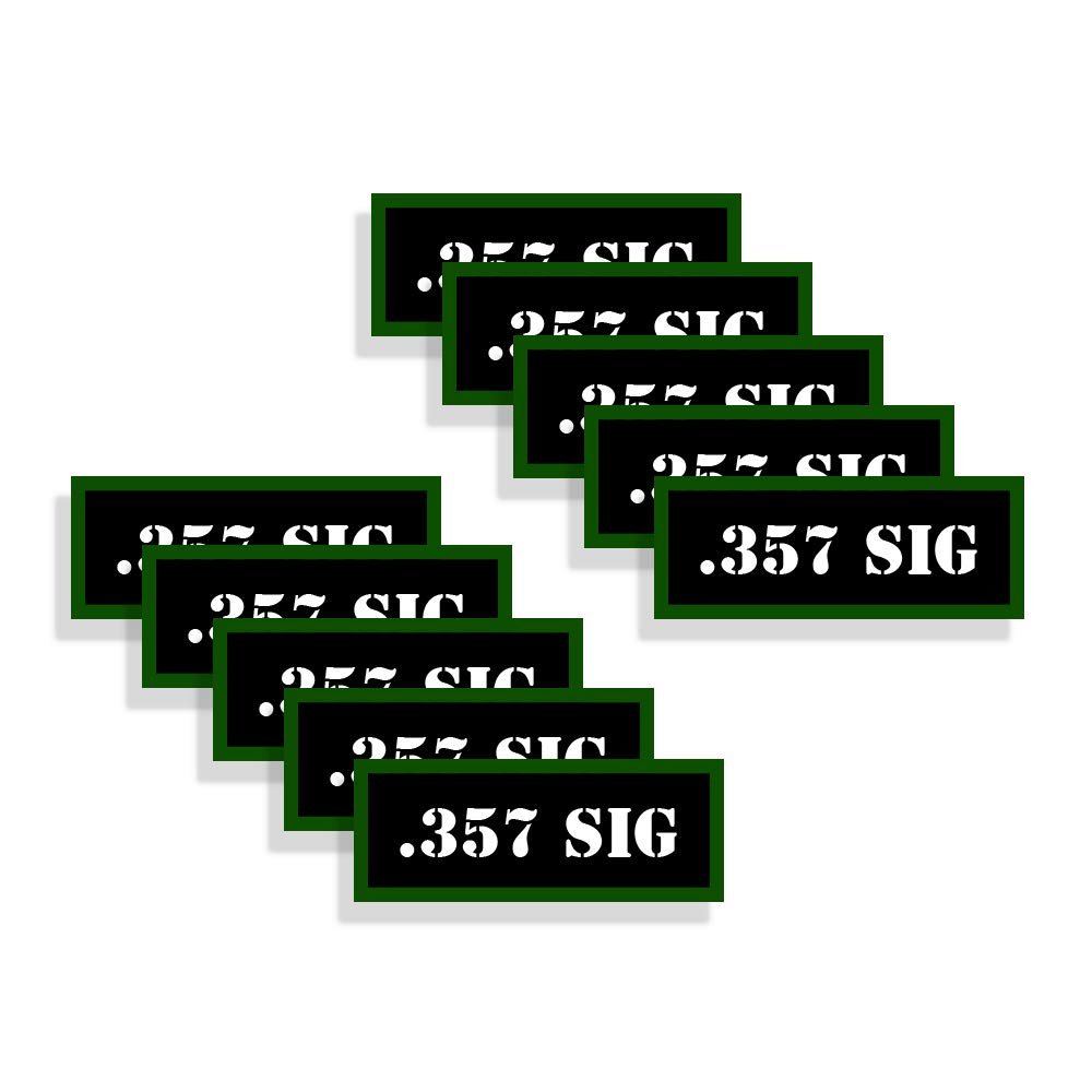 Speed Demon Hot Rod Shop Ammo Can Labels 357 SIG Ammunition Decals 357 SIG 10 Pack Adhesive Vinyl 3"x1.15"