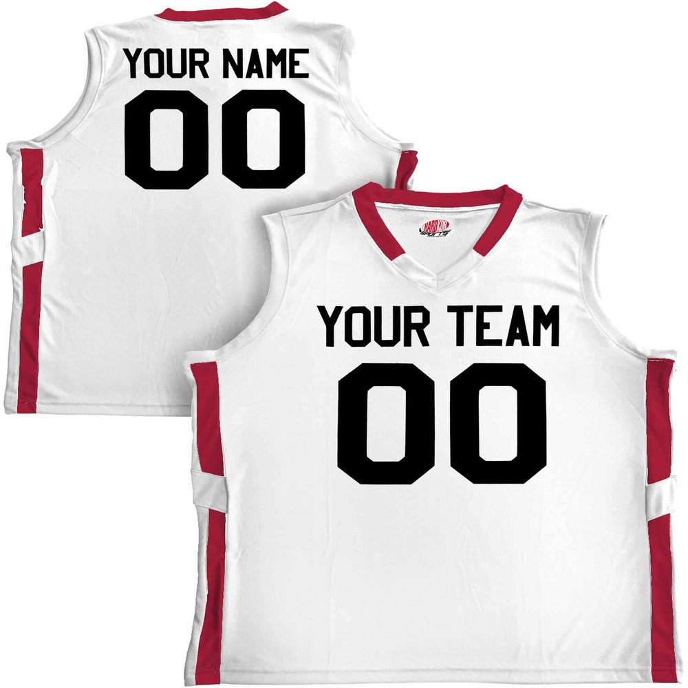 Custom Basketball Jersey Old School Style White and Cardinal Red Adult X-Large