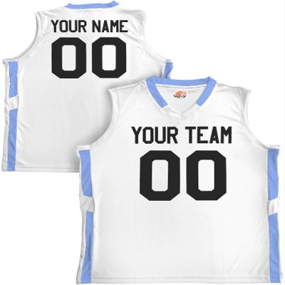 Custom Basketball Jersey Old School Style White and Light Blue Adult X-Large