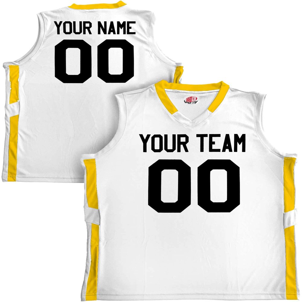 Custom Basketball Jersey Old School Style White and Gold Adult Med