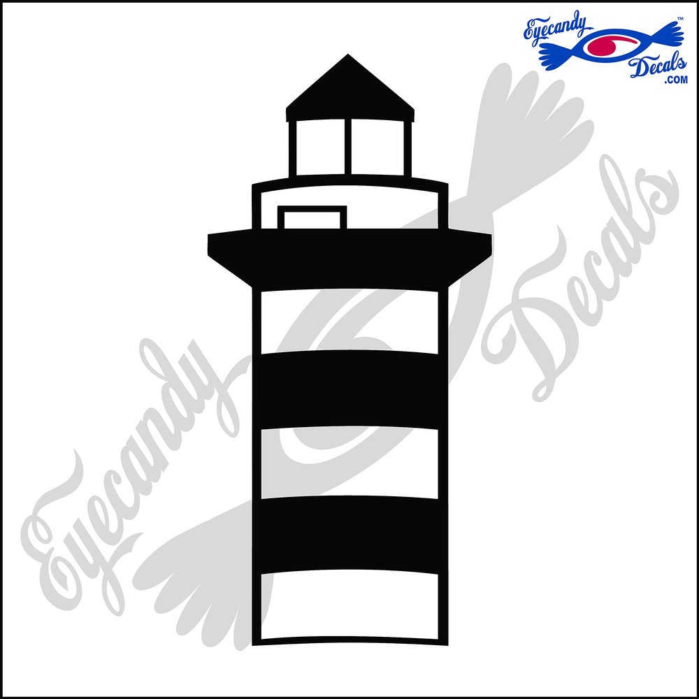 Eyecandy Decals Harbour Town South Carolina Lighthouse 6 INCH Decal Sticker Black