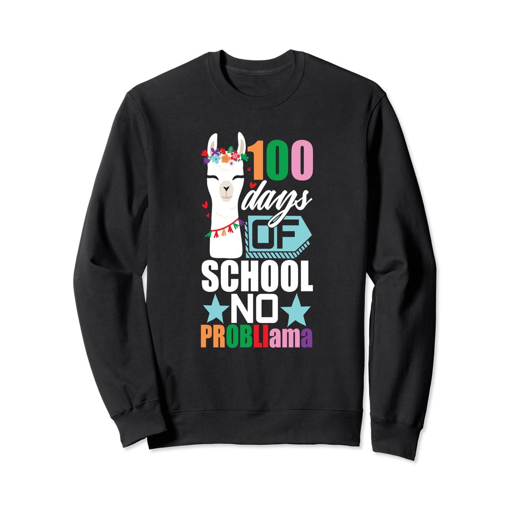 100th Day Of School Sweatshirt No Prob Llama Funny Kids