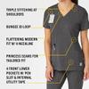 Carhartt Force Liberty Women's V-Neck Scrub Top  Charcoal Heather, X-Small view 3