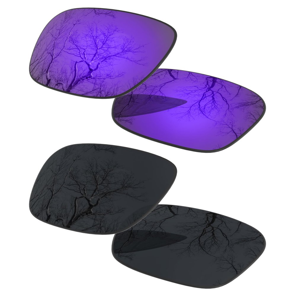 2 Pair Polarized Lens Replacement for Oakley Double Edge Black&Plasma Purple