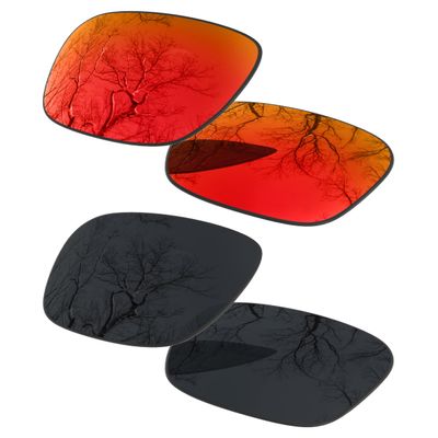 2 Pair Polarized Lens Replacement for Oakley Drop Point Black&Fire Orange