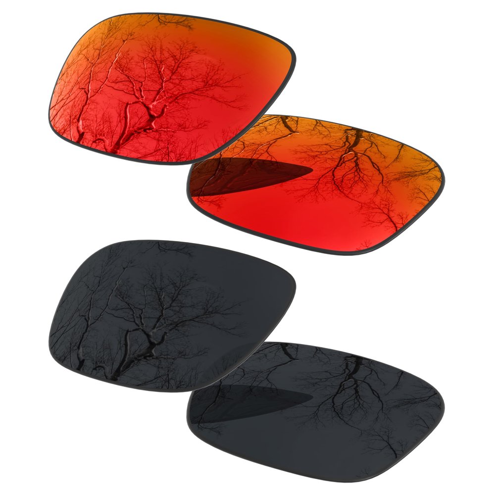 2 Pair Polarized Lens Replacement for Oakley Drop Point Black&Fire Orange