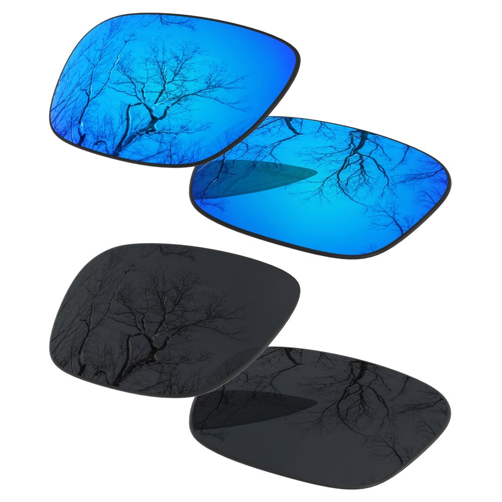 2 Pair Polarized Lens Replacement for Oakley Drop Point Black&Ice Blue