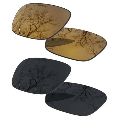 2 Pair Polarized Lens Replacement for Oakley Mainlink Black&Bronze Gold