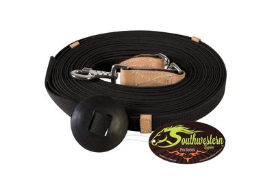 35' Flat Cotton Web Lunge Line with Bolt Snap & Rubber Stop - by Southwestern Equine (35', Black)