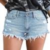 onlypuff Jean Shorts Women Mid Rise Frayed Ripped Denim Shorts Casual Shorts Light Blue XL view 1