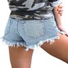 onlypuff Jean Shorts Women Mid Rise Frayed Ripped Denim Shorts Casual Shorts Light Blue XL view 2