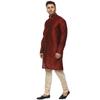 Veera Paridhaan Plain Maroon and Beige Chinese Collar Men Kurta With Payjama Set view 2