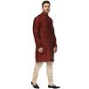 Veera Paridhaan Plain Maroon and Beige Chinese Collar Men Kurta With Payjama Set view 3
