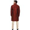 Veera Paridhaan Plain Maroon and Beige Chinese Collar Men Kurta With Payjama Set view 4