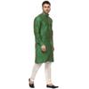 Veera Paridhaan Men Silk Plain Chinese Collar Kurta With Payjama (Green-White, XL-42) view 3