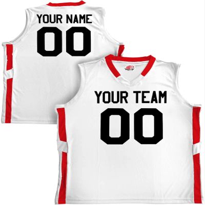 Custom Basketball Short Old School Style White and Scarlet Adult Med