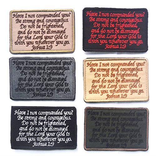Antrix 6 PCS Tactical Joshua 1:9 Bible Verse 210 Have I NOT COMMANDED You Patch Hook and Loop Fastener Joshua 1:9 Be Strong and Courageous Emblem Badge Patch -4"*2.25"
