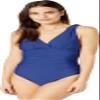 Athena Womens Solid Over the Shoulder Surplice One-Piece Navy 6 view 1