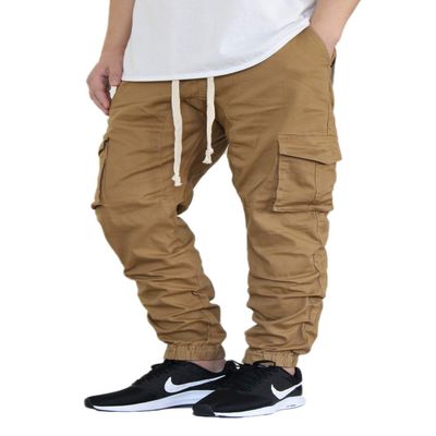 AIRNINE Men's Premium Twill Drop Crotch Jogger Pants S-5XL (Wheat Cargo, Medium)