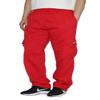 AIRNINE Men's Fleece Cargo Sweatpants Heavyweight M-5XL (Red, Medium) view 1